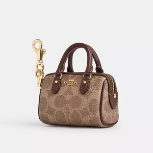 Coach Mini Rowan Bag Charm In Signature Canvas NWT